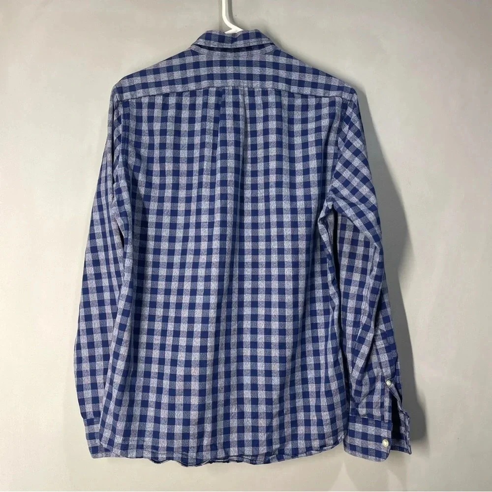 Men's J Crew Blue Plaid Slim Fit Long Sleeve Button Down Shirt Size Small